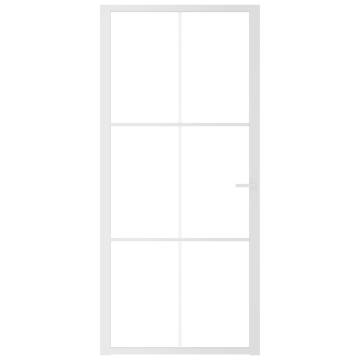 Modern White Interior Door with ESG Glass & Aluminium - 93x201.5 cm