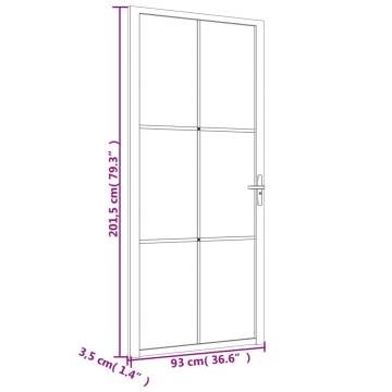 Modern White Interior Door with ESG Glass & Aluminium - 93x201.5 cm