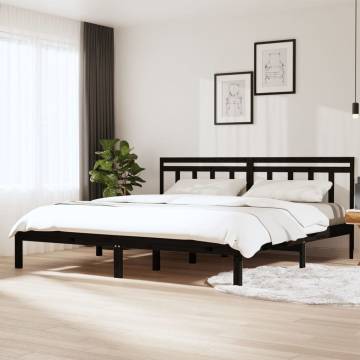 Black Solid Wood Bed Frame 180x200 cm - Super King Size | HipoMarket