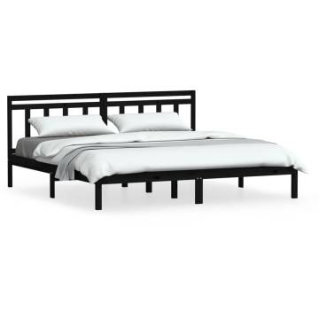 Black Solid Wood Bed Frame 180x200 cm - Super King Size | HipoMarket