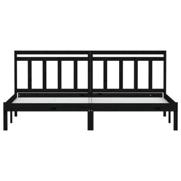 Black Solid Wood Bed Frame 180x200 cm - Super King Size | HipoMarket