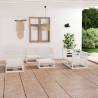 7 Piece Garden Lounge Set White Solid Pinewood Colour white Cushion included no Number of 1 