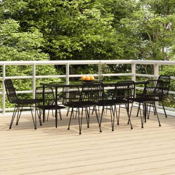 9 Piece Black Poly Rattan Garden Dining Set | Hipo Market