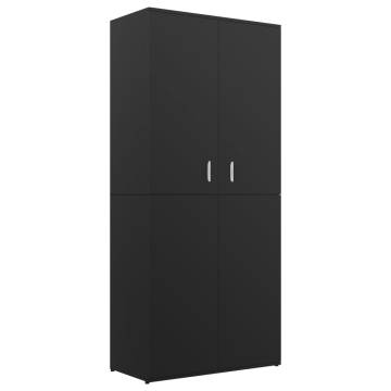 Elegant Black Shoe Cabinet - Engineered Wood 80x39x178 cm