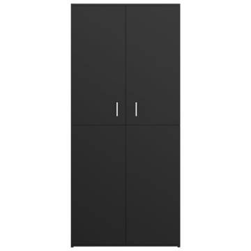 Elegant Black Shoe Cabinet - Engineered Wood 80x39x178 cm