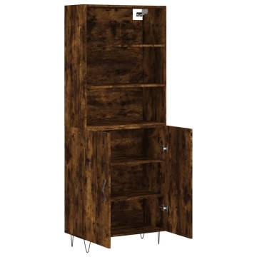 Stylish Highboard in Smoked Oak | 69.5x34x180 cm Engineered Wood