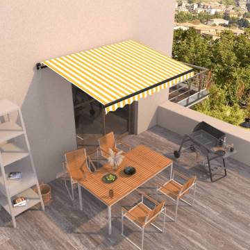 Manual Retractable Awning 350x250 cm - Yellow & White