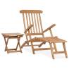 Garden Deck Chair with Footrest and Table Solid Teak Wood Quantity in Package 1 Model 1 sunlounger with table 