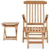 Comfortable Teak Garden Deck Chair with Footrest & Table