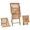 Comfortable Teak Garden Deck Chair with Footrest & Table