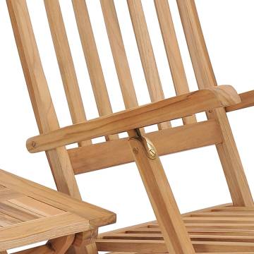 Comfortable Teak Garden Deck Chair with Footrest & Table