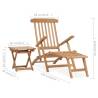 Comfortable Teak Garden Deck Chair with Footrest & Table