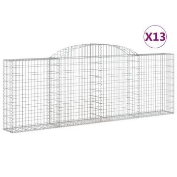 Arched Gabion Baskets 13 pcs - Galvanised Iron Garden Barriers