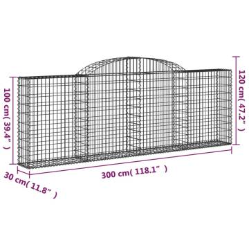 Arched Gabion Baskets 13 pcs - Galvanised Iron Garden Barriers