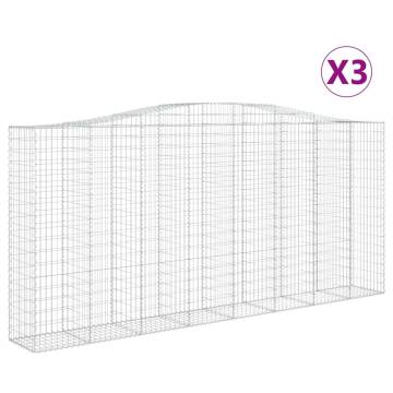 Arched Gabion Baskets 3 pcs - 400x50x180/200 cm Galvanised Iron