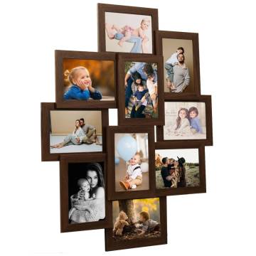 Collage Photo Frame for 10 Photos - Dark Brown MDF