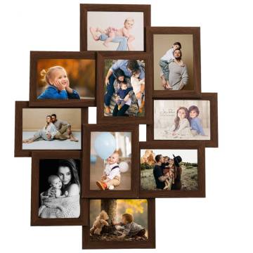 Collage Photo Frame for 10 Photos - Dark Brown MDF