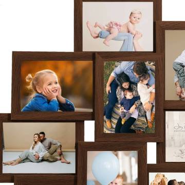 Collage Photo Frame for 10 Photos - Dark Brown MDF