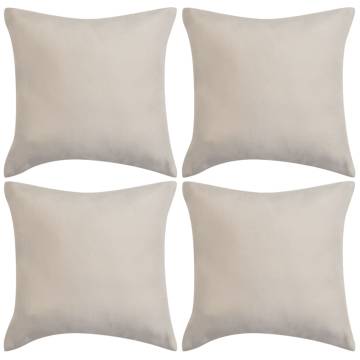 Cushion Covers Set - 4 pcs 40x40 cm Faux Suede Beige