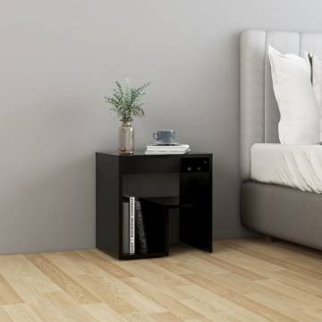 Stylish Black Bed Cabinet - 40x30x40 cm Engineered Wood