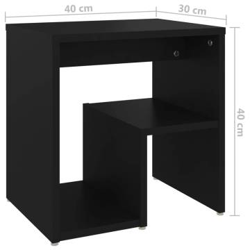 Stylish Black Bed Cabinet - 40x30x40 cm Engineered Wood