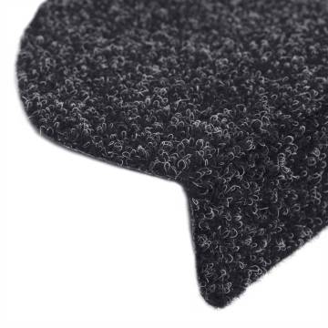 15 Pcs Self-Adhesive Stair Mats - Black Needle Punch Design