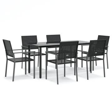 7 Piece Garden Dining Set - Poly Rattan & Steel - Hipomarket