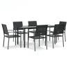 7 Piece Garden Dining Set - Poly Rattan & Steel - Hipomarket