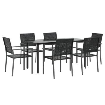 7 Piece Garden Dining Set - Poly Rattan & Steel - Hipomarket