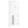 Stylish Highboard High Gloss White - 69.5x34x180 cm