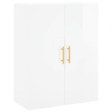 Stylish Highboard High Gloss White - 69.5x34x180 cm