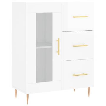 Stylish Highboard High Gloss White - 69.5x34x180 cm