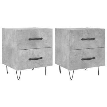 Stylish 2 Pcs Bedside Cabinets - Concrete Grey - Hipo Market