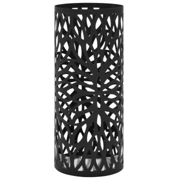 Elegant Black Leaves Umbrella Stand - Durable Steel Design