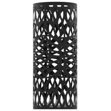 Elegant Black Leaves Umbrella Stand - Durable Steel Design