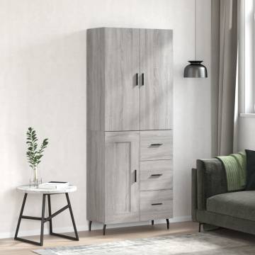 Stylish Highboard Grey Sonoma - 69.5x34x180 cm | HipoMarket