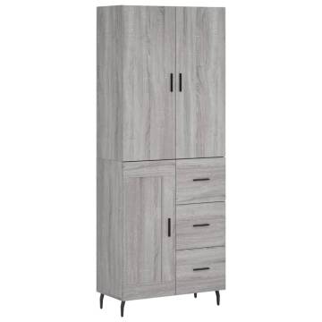 Stylish Highboard Grey Sonoma - 69.5x34x180 cm | HipoMarket