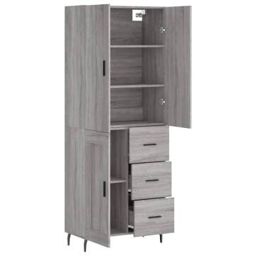 Stylish Highboard Grey Sonoma - 69.5x34x180 cm | HipoMarket