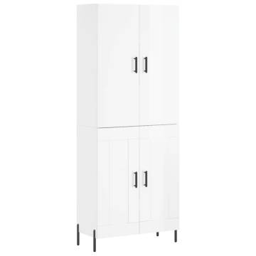 Stylish Highboard High Gloss White - 69.5x34x180 cm