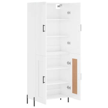 Stylish Highboard High Gloss White - 69.5x34x180 cm