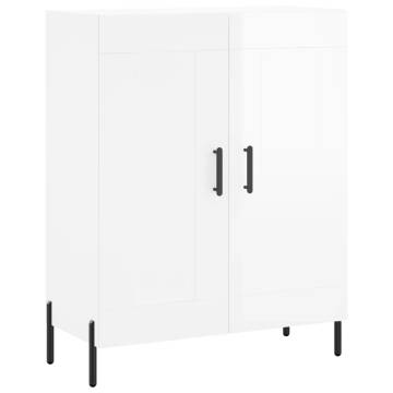 Stylish Highboard High Gloss White - 69.5x34x180 cm