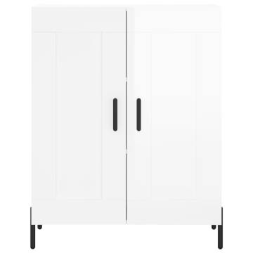 Stylish Highboard High Gloss White - 69.5x34x180 cm