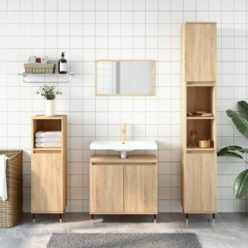 3 Piece Bathroom Cabinet Set Sonoma Oak - Stylish & Durable