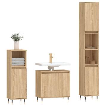 3 Piece Bathroom Cabinet Set Sonoma Oak - Stylish & Durable