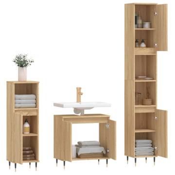 3 Piece Bathroom Cabinet Set Sonoma Oak - Stylish & Durable