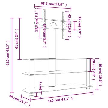 Corner TV Stand 3-Tiers for 32-70 Inch Black | HipoMarket UK