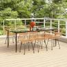 7 Piece Garden Dining Set Poly Rattan Colour brown Size 200 x 100 x 74 cm Number of 6 