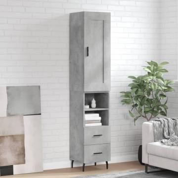 Stylish Highboard Concrete Grey 34.5x34x180 cm | Hipomarket