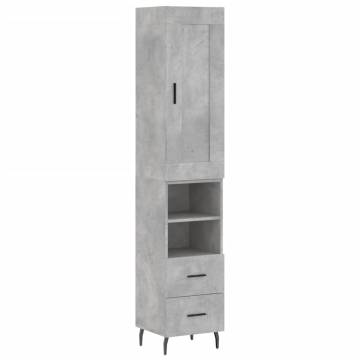 Stylish Highboard Concrete Grey 34.5x34x180 cm | Hipomarket