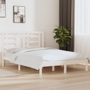 White Solid Wood Pine Bed Frame 140x190 cm | HipoMarket